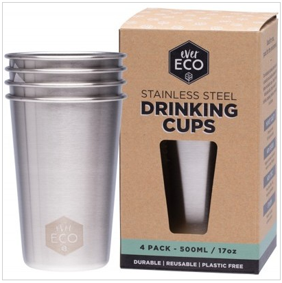 Ever Eco Stainless Steel Drinking Cups - 4 Pack