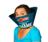 Woman wearing the Exploding Kittens Cone of Shame party game accessory — Adventure Awaits