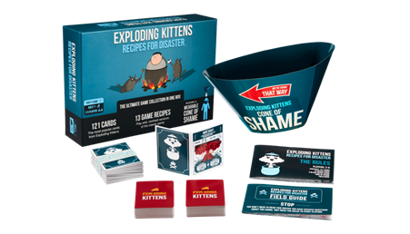 Exploding Kittens Recipes for Disaster game with cards, rule cards and wearable Cone of Shame — Adventure Awaits
