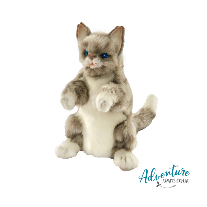 Hansa Grey Cat Puppet 30cm
