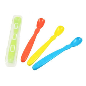 Re-Play Infant/Baby Spoons 4 Pack Blue/Red/Yellow/Leaf