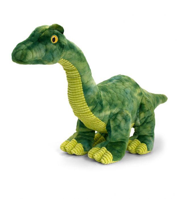 green keelco brontosaurus dinosaur on white background