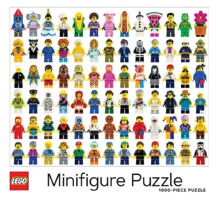 LEGO Minifigure 1000 piece puzzle with colourful character lineup — Adventure Awaits