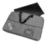 Grey padded caravan TV storage bag with TV sliding out behind it — Adventure Awaits