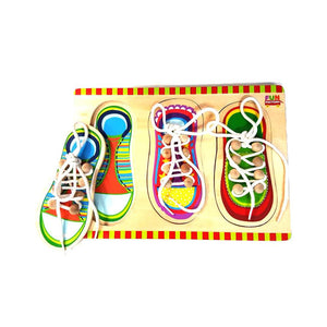 Shoe Lacing Puzzle with Real Laces