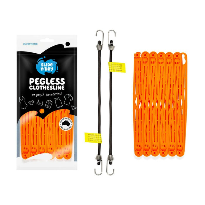 Slide n' Dry Pegless Clothesline - Orange - Australian Made