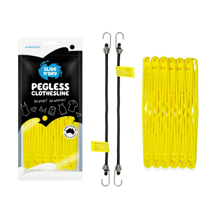 Slide n' Dry Pegless Clothesline - Yellow - Australian Made