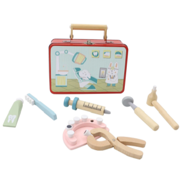 Wooden Dentist Playset in a Tin Case