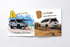 A is for Awning and B is for Bogged pages from ABC for Little Offroaders book, showing 4WD at campsite and stuck in mud Adventure Awaits