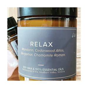 Relax Aromatherapy Candle by Breathe and Blossom