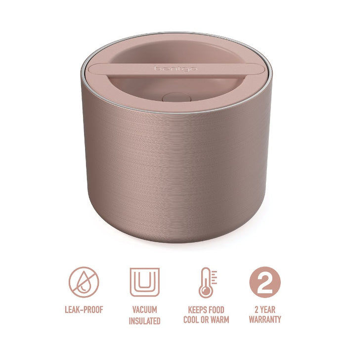 Bentgo blush pink insulated food container, leak-proof and vacuum insulated to keep food cool or warm — Adventure Awaits