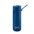 Deep ocean Frank Green bottle with flip straw lid and matching carry strap — Adventure Awaits