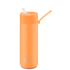 Neon Orange Frank Green bottle with flip straw lid and matching carry strap — Adventure Awaits