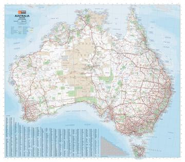 Hema Australia laminated wall map with detailed roads and towns for travel planning Adventure Awaits