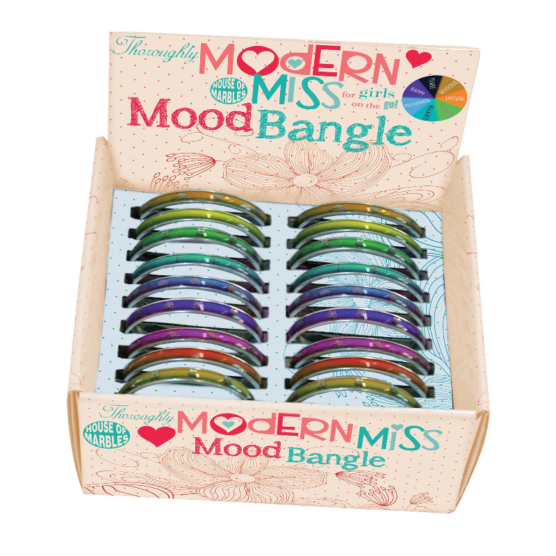 Modern Miss Mood Bangle display box filled with colourful mood changing bangles in assorted designs — Adventure Awaits