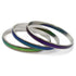 Three silver bangles with green, blue and purple enamel accents — Adventure Awaits