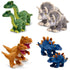 keelco green stegosaurus, grey triceratops, brown t-rex and blue stegosaurus in 26cm & 38cm variants