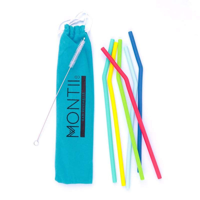 MontiiCo Silicone Straws | Blue 6pk
