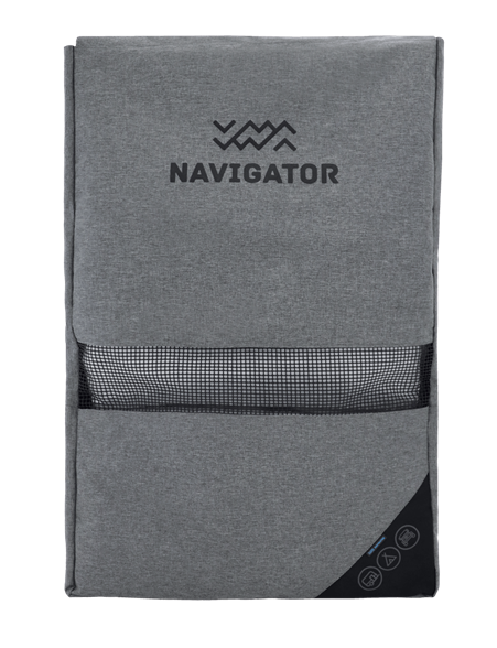 Navigator grey caravan storage bag with mesh pocket and black corner panel — Adventure Awaits