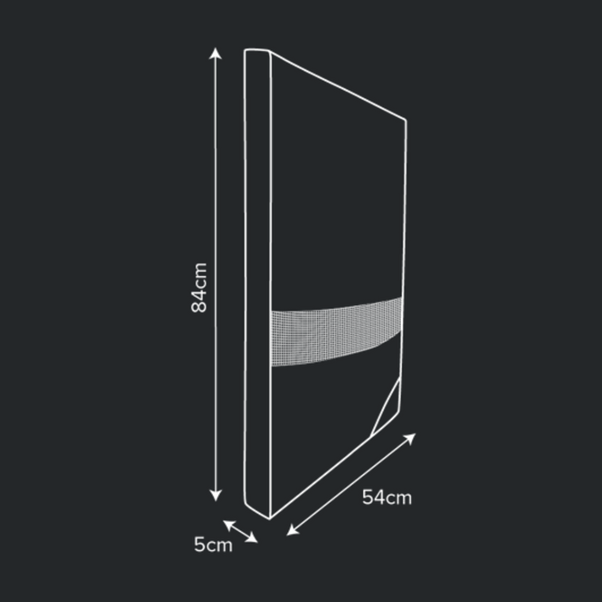 Navigator caravan storage bag dimensions diagram showing 84 cm by 54 cm — Adventure Awaits