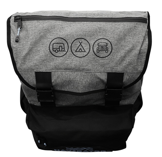 Navigator grey caravan wheel cover with top zip pocket and black buckles — Adventure Awaits
