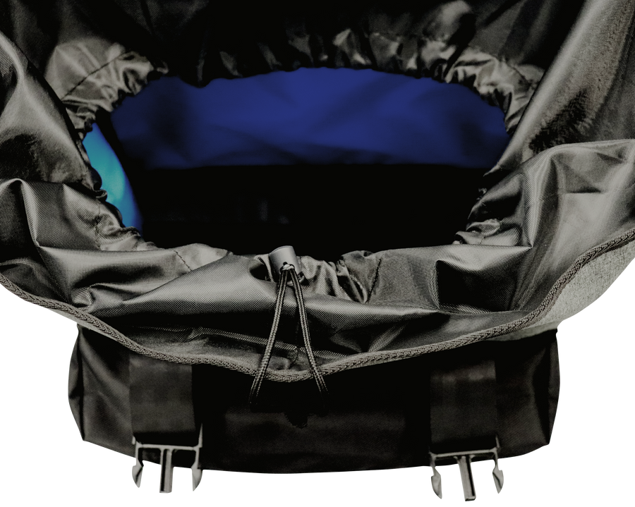 Navigator caravan wheel bag open with blue lining and drawstring closure — Adventure Awaits