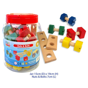 Nuts and Bolts in a Jar | Wooden 56pc