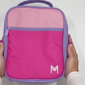 MontiiCo LARGE Insulated Lunch Bag | Pink Colour Block