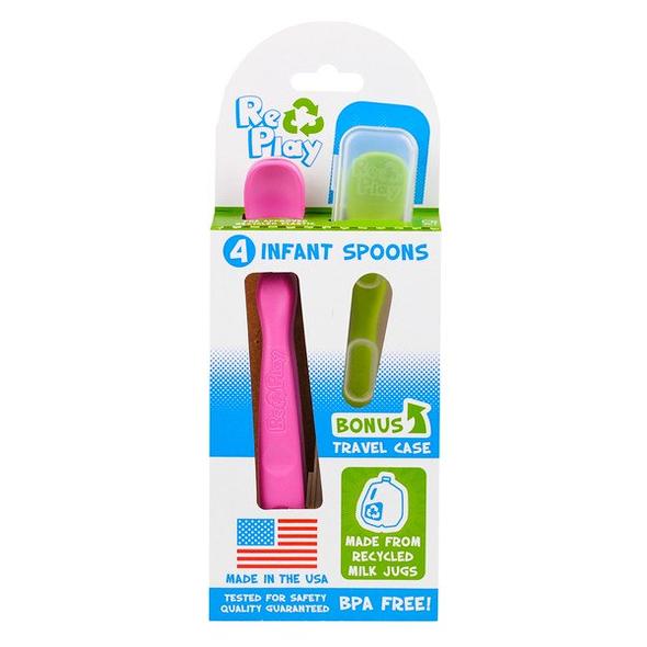 Re-Play Infant/Baby Spoons 4 Pack with Travel Case