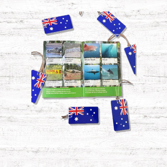 Spotto Books Australia open to crocodile, shark, whale and dolphin spotting pages — Adventure Awaits