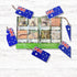 Spotto Books Australia open to reptile and insect spotting pages with Aussie flag tags — Adventure Awaits