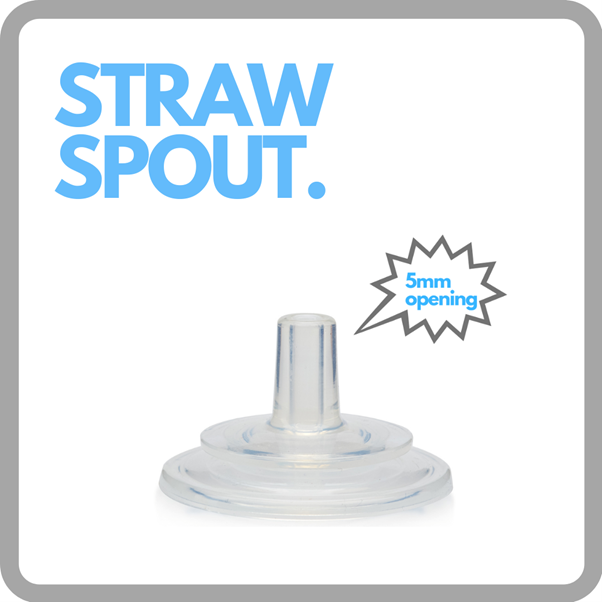 Straw spout with 5mm opening shown on white product comparison graphic — Adventure Awaits