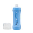 blue subo the food bottle shown with lid removed and sitting beside the bottle on a white background