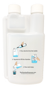 Back of white Standard Squeeze Bottle with measuring chamber, markings and 3-step pouring guide — Adventure Awaits